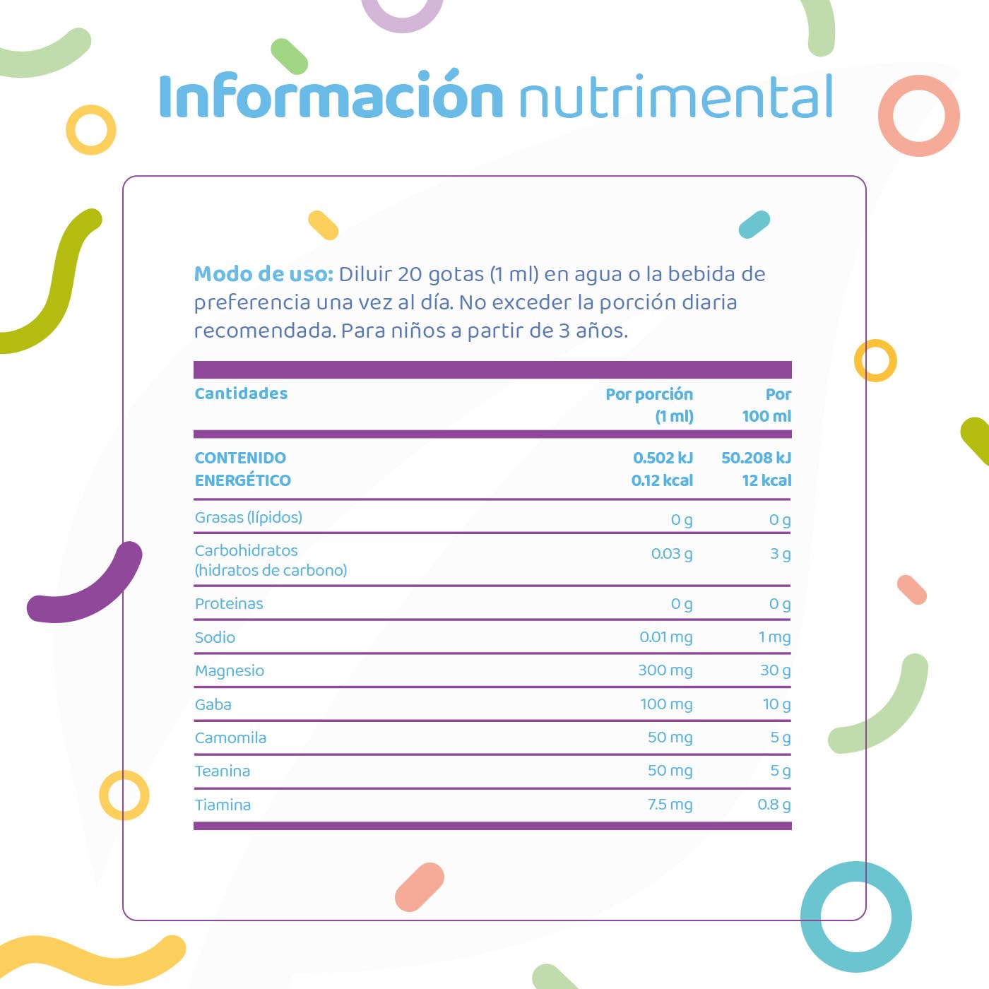 Citrato de Magnesio de 60 ml. 2 meses de consumo. Adicionado con Teanina, Vitamina B1 y Gaba para niños. Sabor Uva. Kids Mag. B Life.