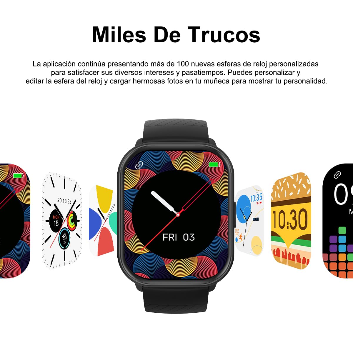 EASYTAO Smartwatch 2.01" Pantalla Grande, Reloj Inteligente Llamada Bluetooth, Impermeable IPX67, Monitor De Frecuencia Cardíaca/Oxígeno en Sangre/Presión Arterial, Micrófono Incorporado(Negro)