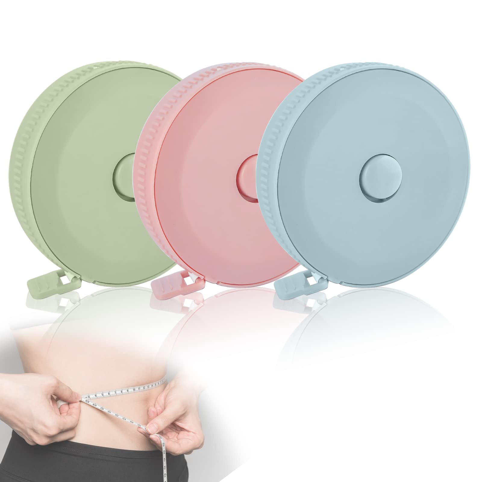 Cinta Métrica Retráctil Suave (3 Paquete), 60 Pulgadas * 150 CM, Escala Doble Cara, Para Medición Corporal, Tela a Medida, Medidas de Pérdida de Peso