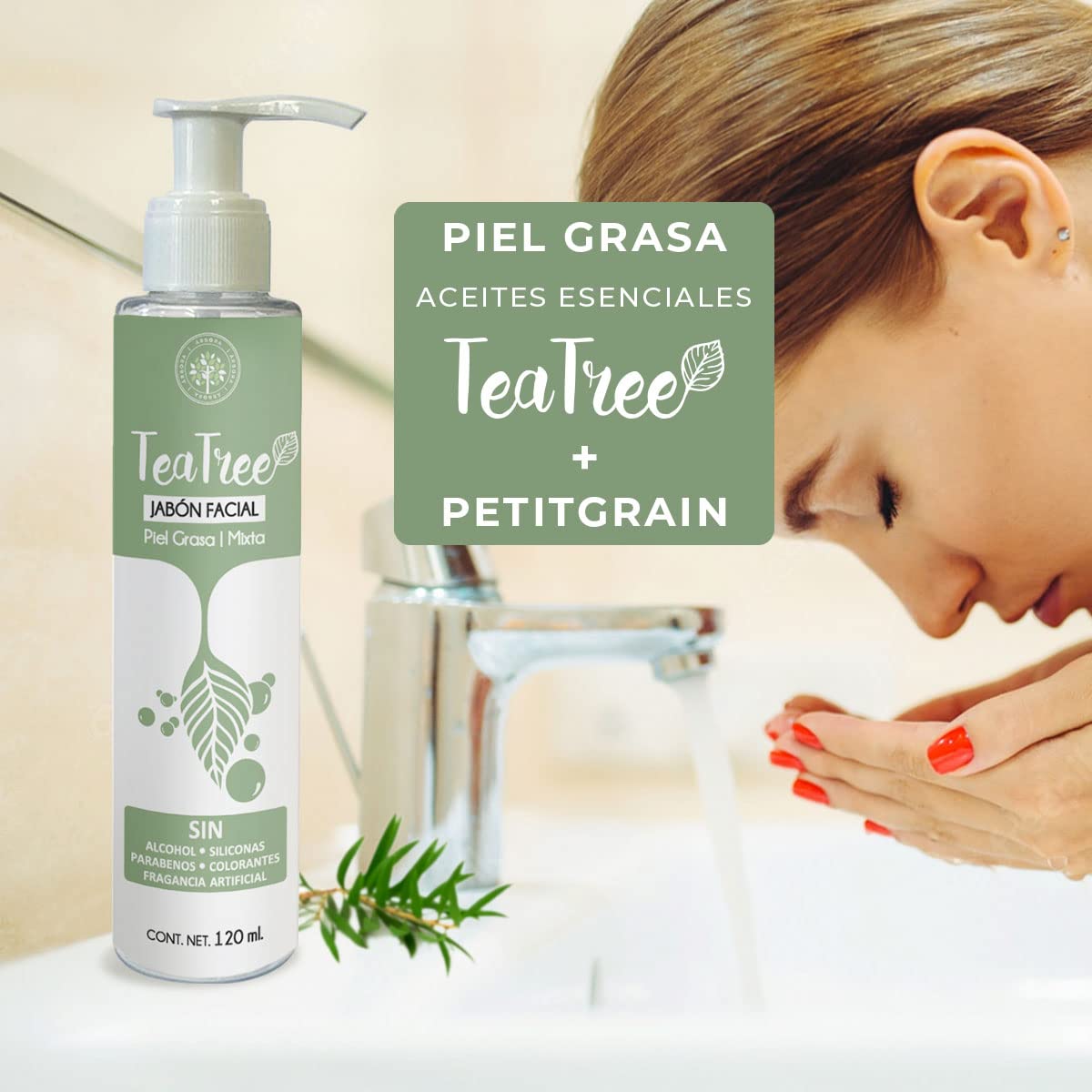 Kit Piel Grasa y Mixta: JABÓN Facial Tea Tree + TÓNICO Facial Tea Tree + ACEITE ESENCIAL de Tea Tree. La combinación Ideal para dejar la piel limpi