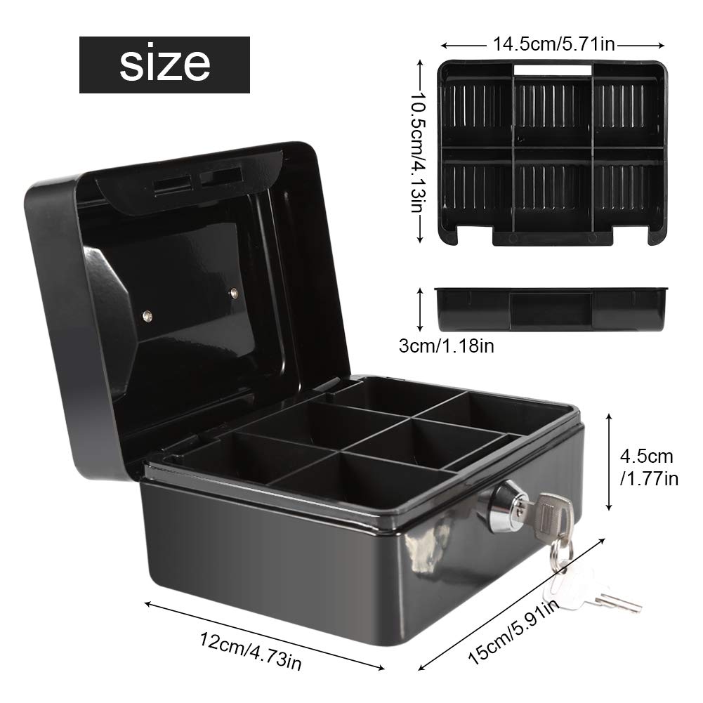Caja de Efectivo Con Cerradura de Combinación Caja de Dinero Metálica Segura para Caja de Seguridad Acero Digital Seguro-Electrónico para El Hogar, Negocios o Viajes(Negro)