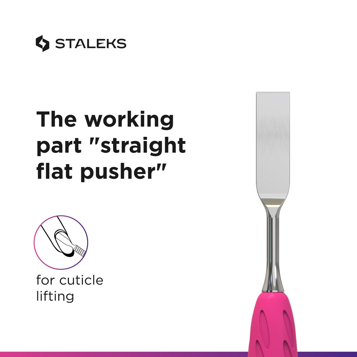 Staleks Combo Uniq 18: Empujador Plano Recto Para Mango Modular, Ideal Para La Zona De Los Senos Paranasales Y El Cuidado De Cutículas.