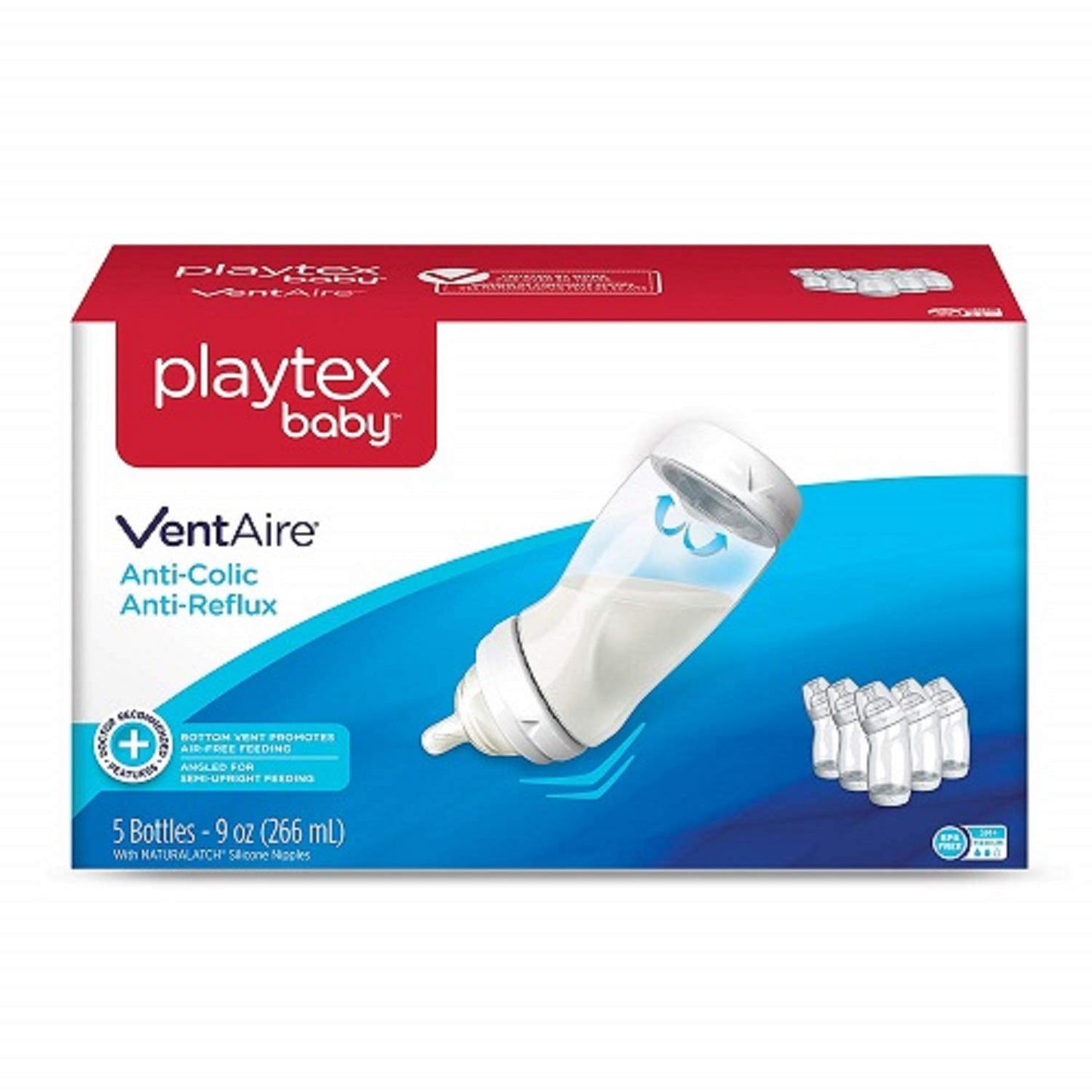 Playtex Baby Ventaire - Botella anticólico para bebé, Paquete de 5, 266.16ml (9oz)