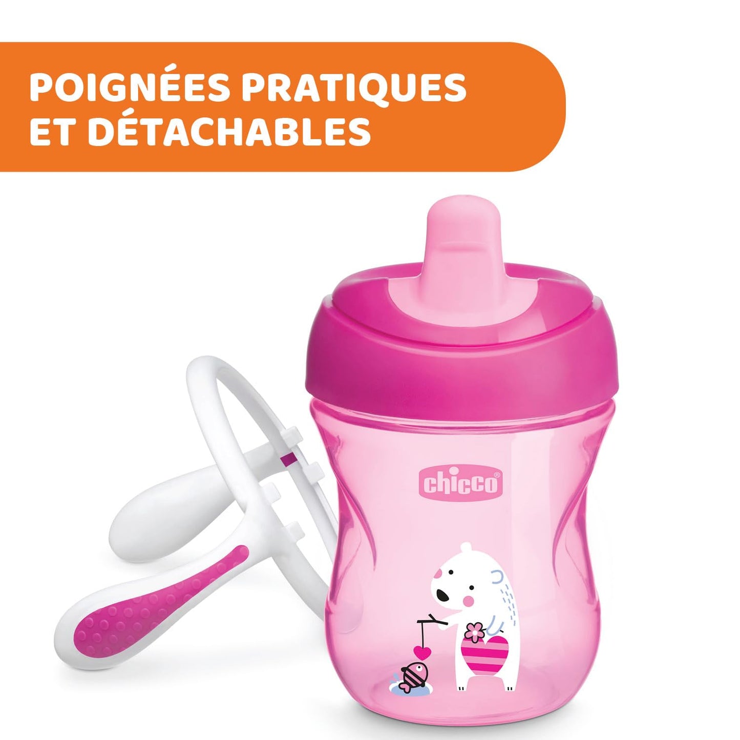 CHICCO, Vaso Entrenador con Boquilla Blanda, 6m+, Color Rosa,