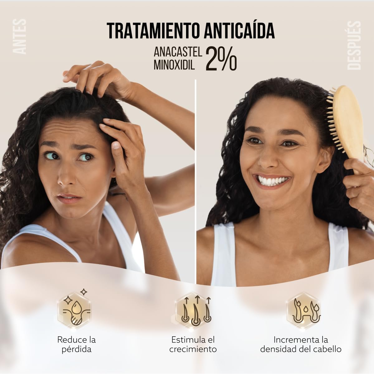 Kit Anticaída ANACASTEL Minoxidil 2% Spray Shampoo Sensitive para Mujer