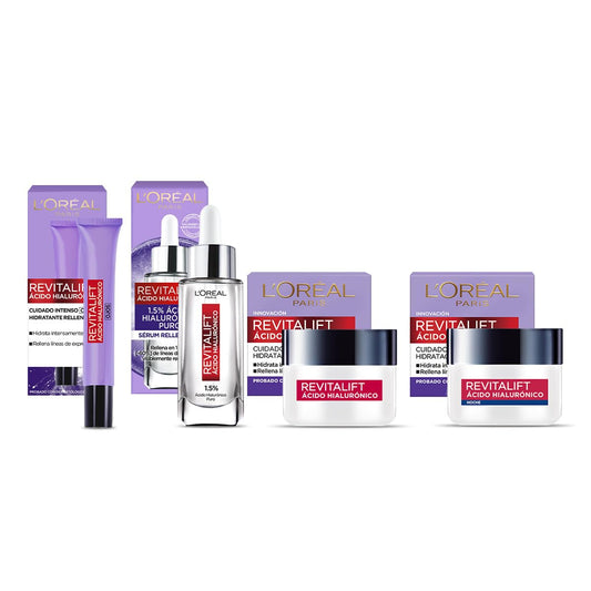 L'Oréal Paris Kit Revitalift Ácido Hialurónico: Sérum Rostro + Crema de Día + Crema de Noche + Crema de Ojos Revitalift Ácido Hialurónico