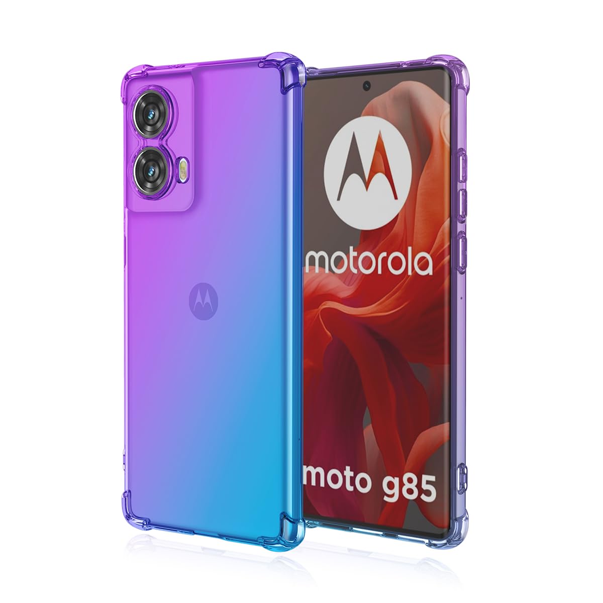 DABUNA Funda para Motorora Moto G85 5G Case Uso Rudo,Transparente Colores Degradados Protectora de Cámara Anticaída Carcasa Bumper(Púrpura Azul)