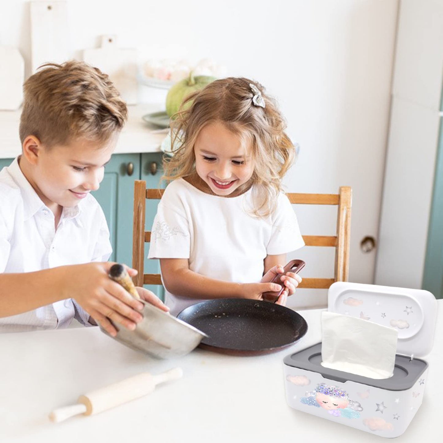Dispensador de toallitas para bebé, soporte para toallitas de pañales con tapa, contenedor recargable con diseño de sellado, caja de almacenamiento para toallitas desechables para baño, mantiene las toallitas frescas, fácil de abrir y cerrar