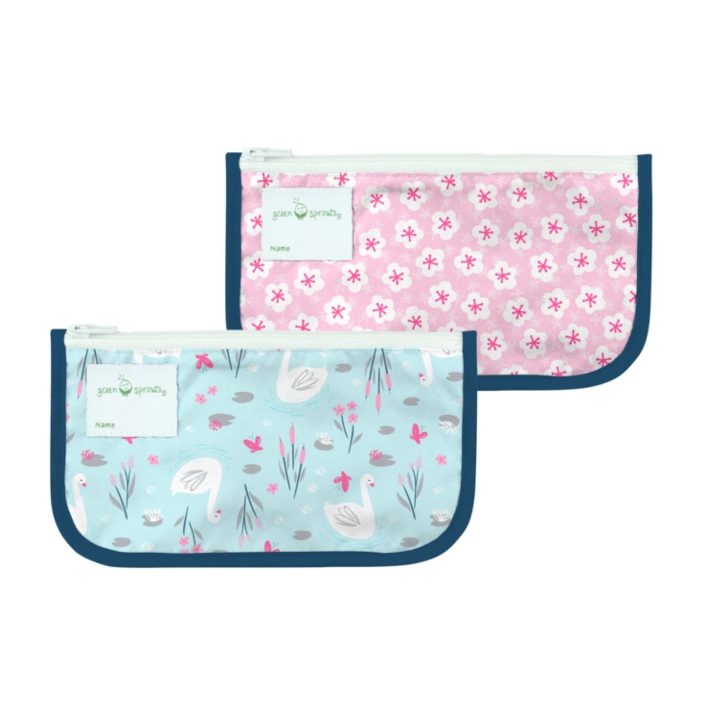 green sprouts Reusable Snack Bags (2 Pack) Holds Food, Utensils, Wipes, & More Food-Safe, Waterproof, Easy-Clean Material