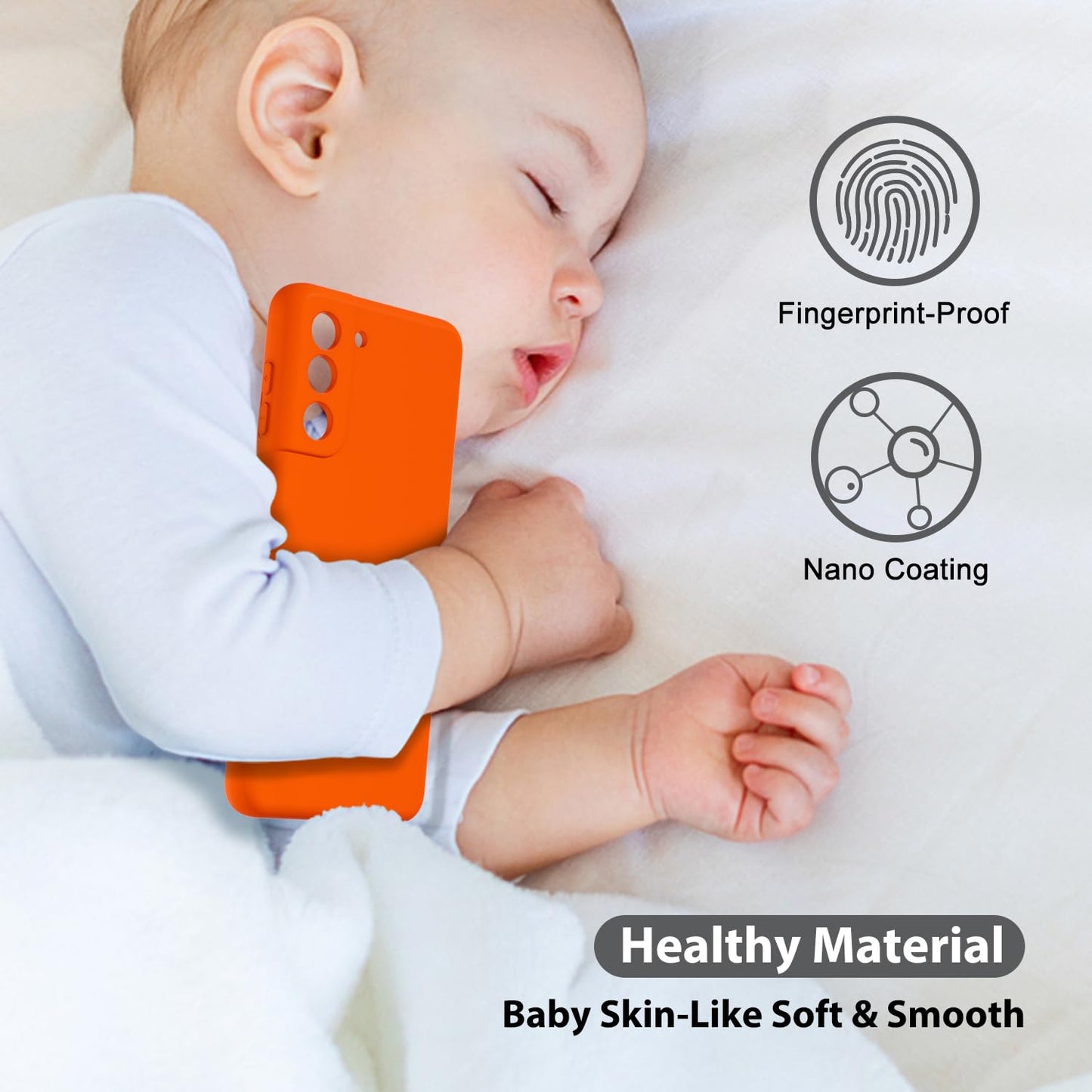 oakxco - Funda de silicona líquida para Samsung Galaxy S21 Plus, color sólido fluorescente, delgada, de goma suave, de TPU suave, gel mate, para mujeres y niñas, color naranja neón quemado