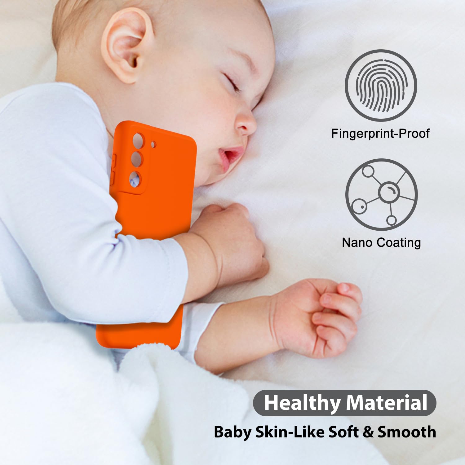 oakxco - Funda de silicona líquida para Samsung Galaxy S21 Plus, color sólido fluorescente, delgada, de goma suave, de TPU suave, gel mate, para mujeres y niñas, color naranja neón quemado