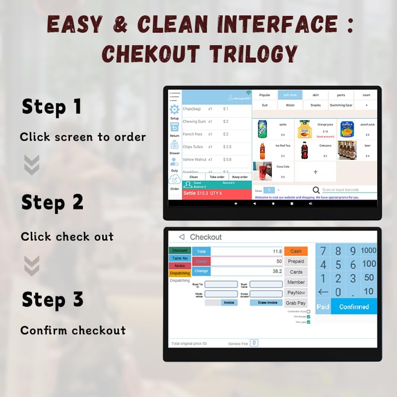 Tablet de Caja Registradora Móvil MRBOSS 10.1 Pulgadas con Impresora Portátil Integrada