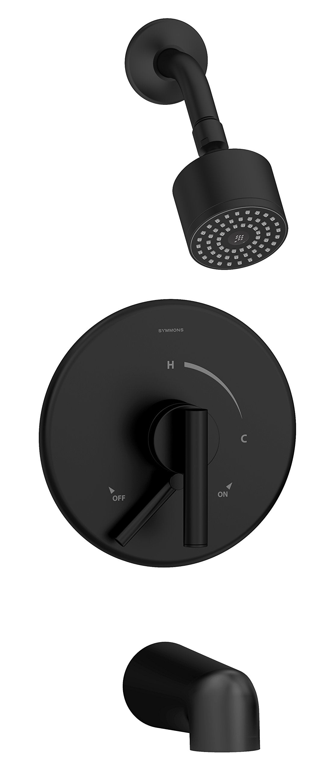 Grifo de Ducha y Bañera Symmons Dia Negro Mate con Escudo de Latón, 1.5 GPM