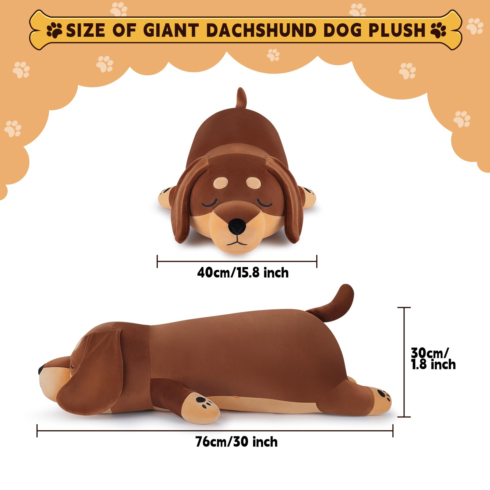 Juguete de peluche gigante de 30 pulgadas para perro salchicha, peluche de peluche Weiner, juguete de peluche grande para dormir, lindo animal de peluche para perro Weiner, regalos de cumpleaños para