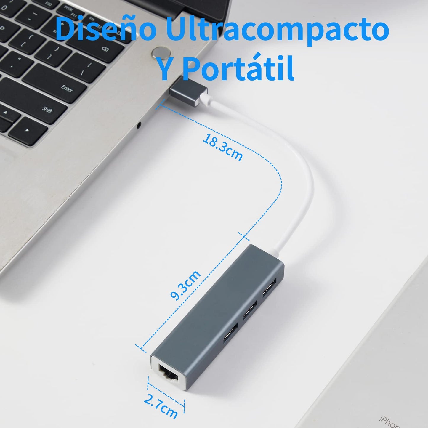 HEEDU Adaptador Ethernet USB 3.0, Adaptador Ethernet USB Hub 4 en 1 con Puerto LAN de Red Gigabit RJ45 10/100Mbps, Compatible con MacBook, Surface Pro, Windows,XP, Vista, Androidd etc