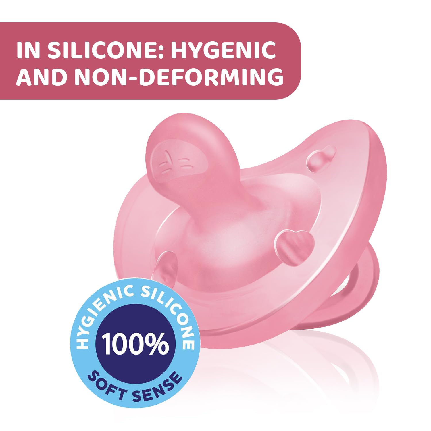 Chicco PhysioForma Chupete de Silicona 6-16 Meses, Pack de Chupetes Suaves y Delicados, Apoyan la Respiración Fisiológica y Favorecen el Desarrollo Correcto de la Boca, Rosa