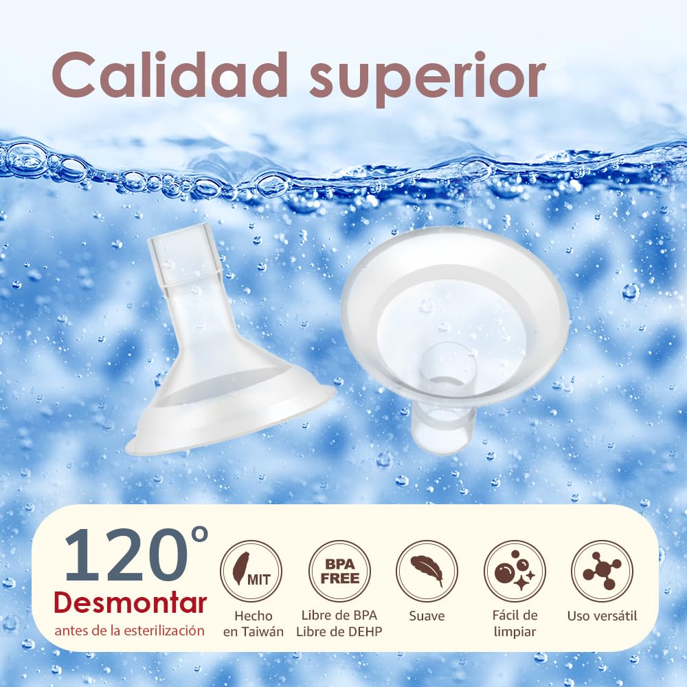 Embudo Maymom MyFit Serie Comfy de 17 mm, diseño de dos piezas, compatible con piezas de extractores Medela; reemplazo de embudos Medela; compatible con conector MaxFlow Flex; paquete de 2 piezas