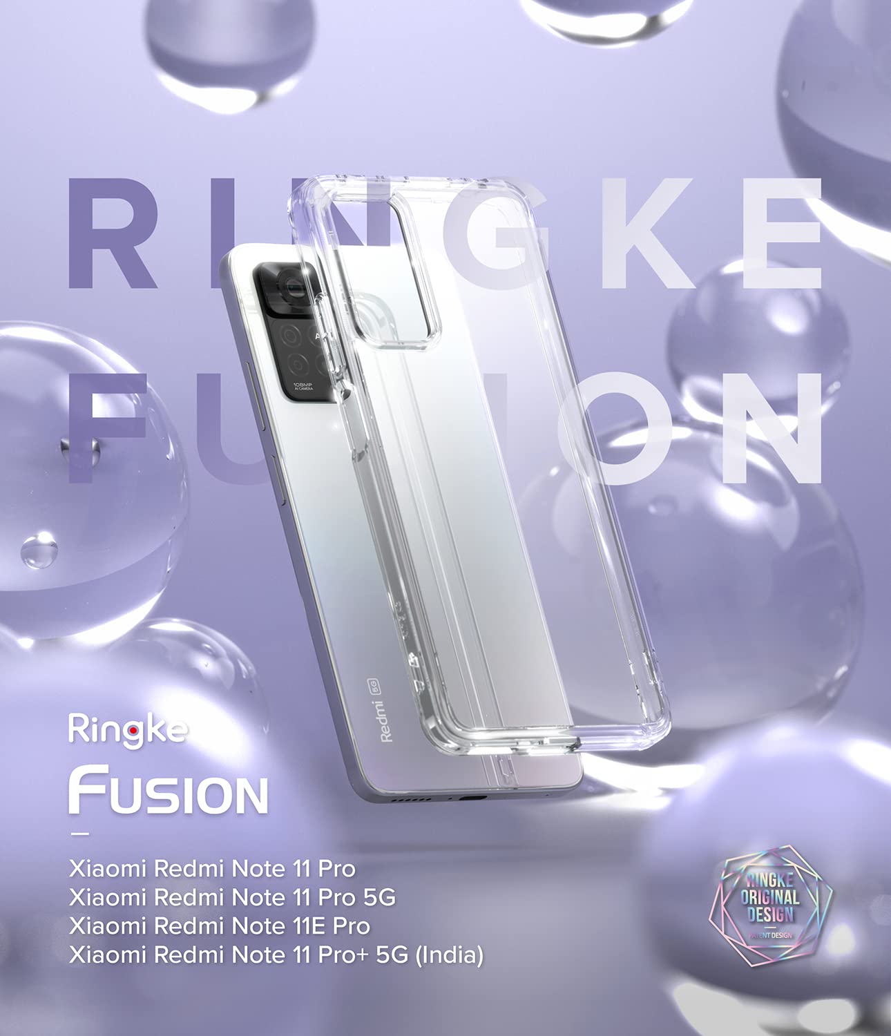 Funda Ringke Fusion Xiaomi Redmi Note 11 Pro Clear Trasera Dura Hybrid con Parachoques de TPU Flexible