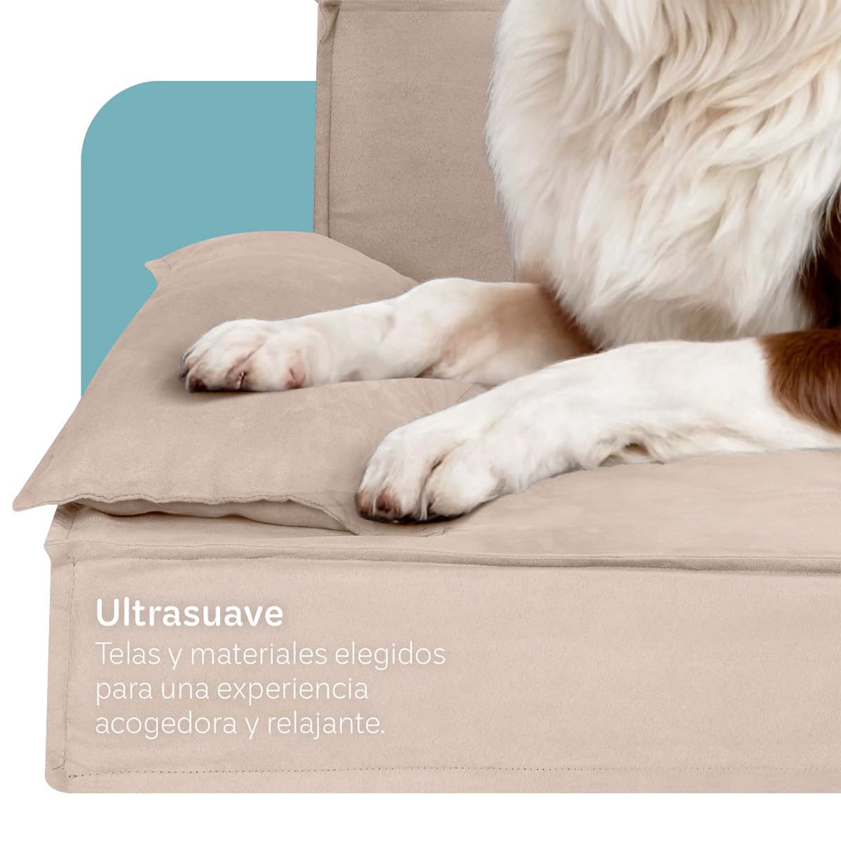 Sofá Cama Ortopédica ESQUIMAL Champagne con Funda Lavable para Perros y Mascotas