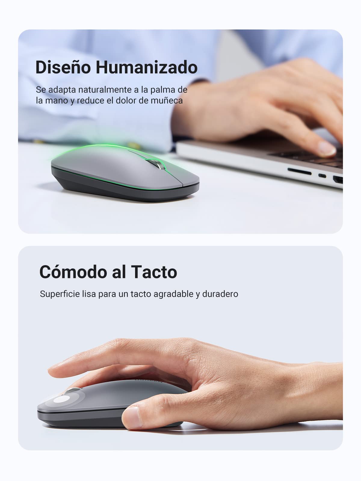 Ratón Inalámbrico UGREEN Gris Bluetooth y USB 2.4G Silencioso 4000 dpi