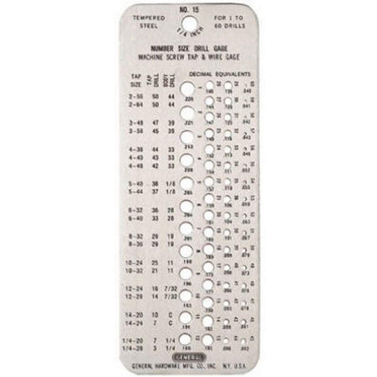 General Tools & Instruments 15 Drill Gage, Number Size Drills 1 to 60