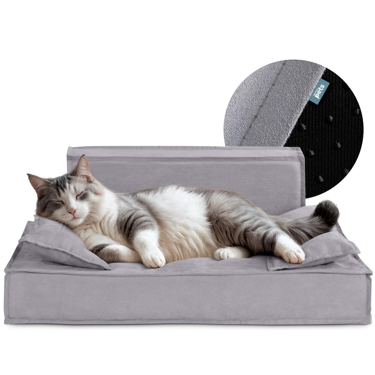 Sofá Cama Ortopédico ESQUIMAL Gris con Funda Lavable para Perros y Mascotas Tamaño Chico