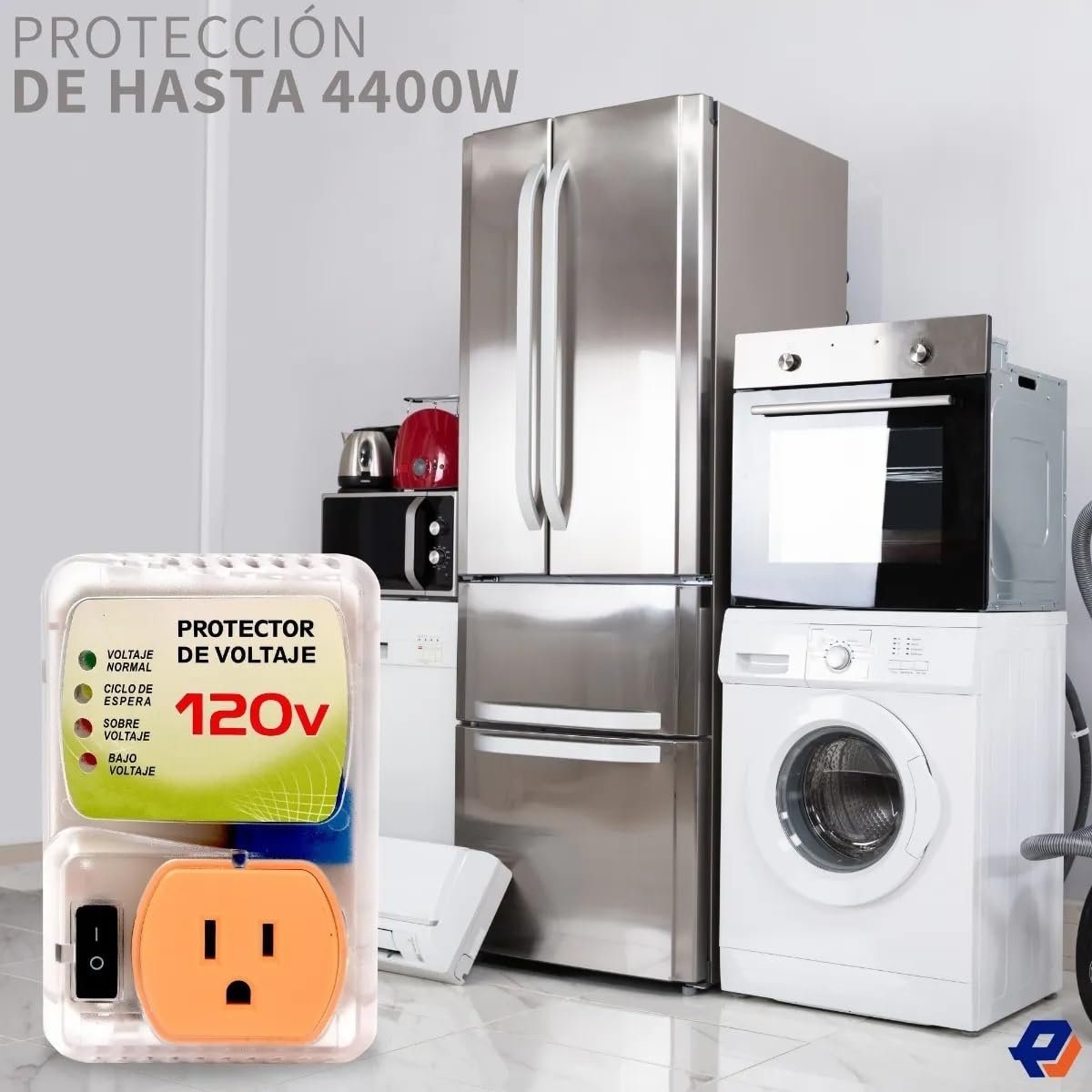 Protector De Voltaje EMYM Armoni 2000VA Alta Potencia 120V con Indicador LED para Electrodomésticos y Equipos Electrónicos