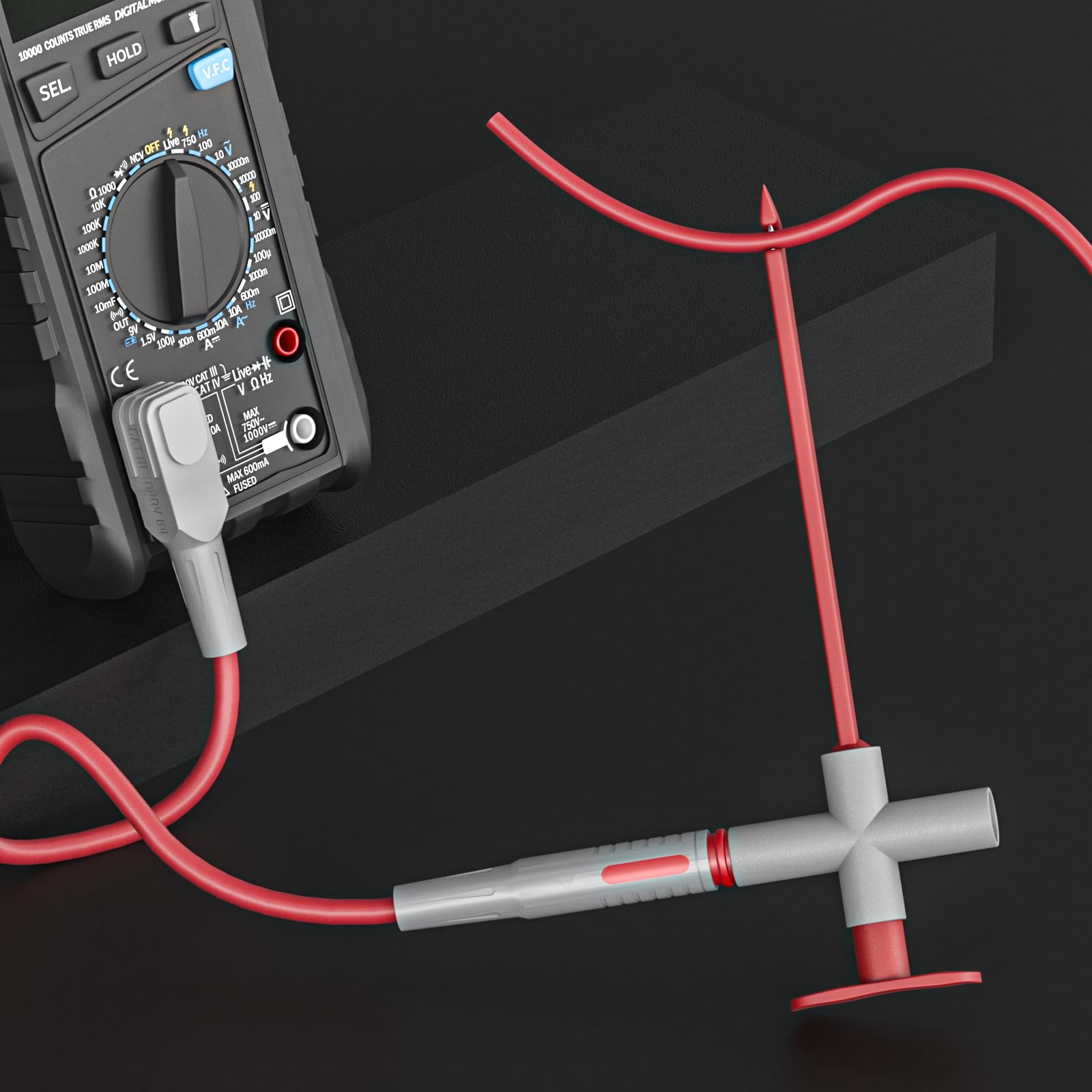 Goupchn - 2 cables de prueba de multímetro de 4 mm, macho a macho, con sondas de perforación, herramienta de clip de prueba para pruebas de multímetro, reparación de automóviles