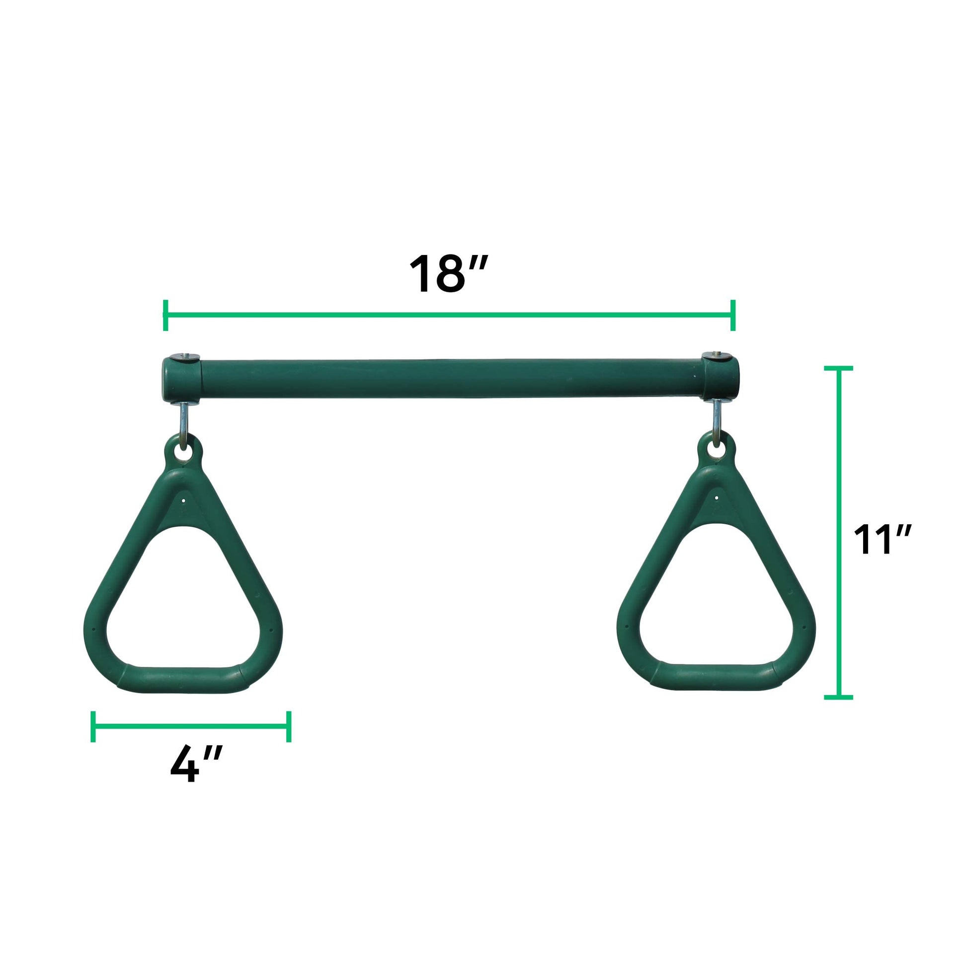 Barra de Trapecio Jungle Gym Kingdom Verde con Anillos y Cadena Resistente 45.7 cm