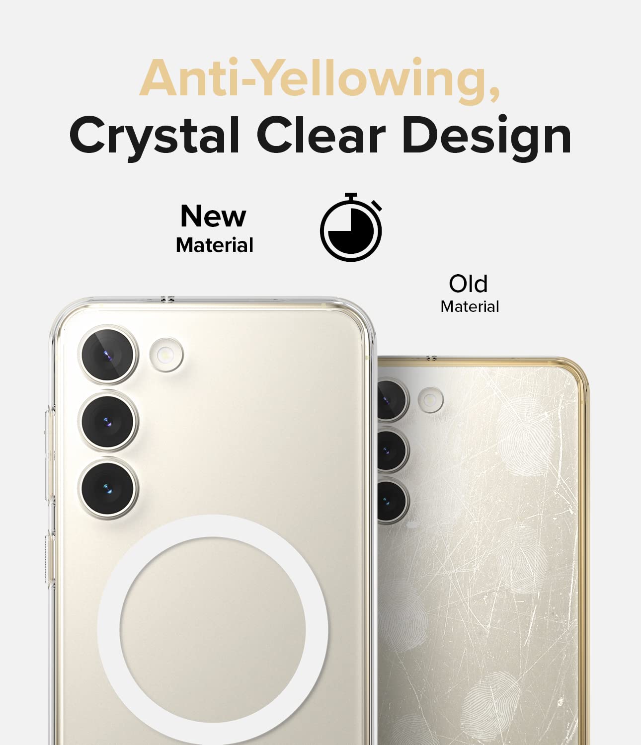 Funda Ringke Fusion Compatible con Samsung Galaxy S23 Plus 5G Matte Clear Textura Satinada Antihuellas con Círculo Magnético Magsafe