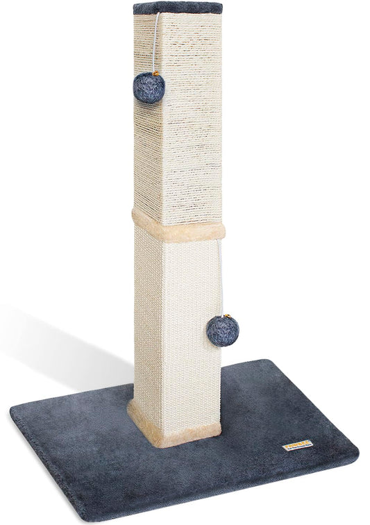 Torre Rascador para Gatos PAWBEE Beige de 32 Pulgadas con Campanas y Bolas de Felpa