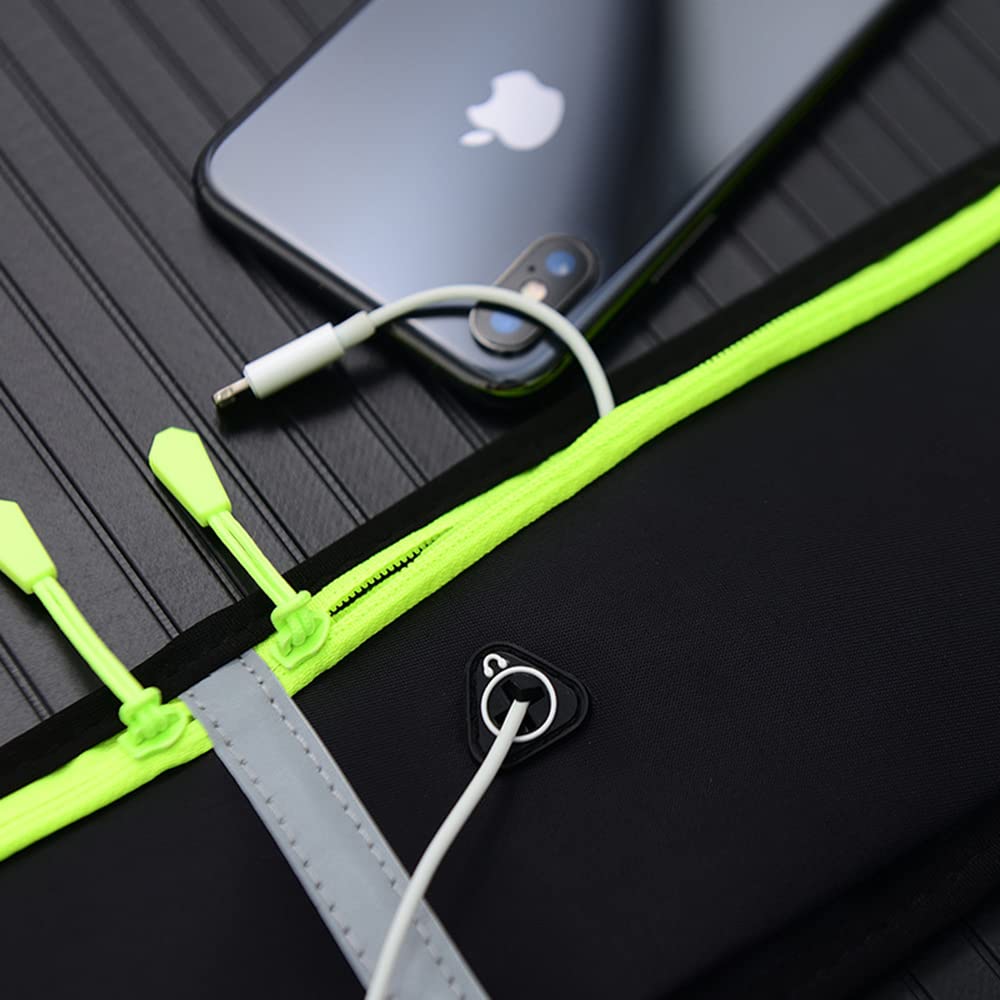 Riñonera SagaSave Negra Impermeable con Conector para Auriculares para Hombre y Mujer