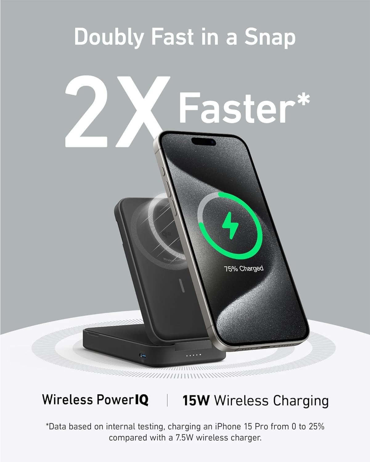 Batería Externa Anker MagGo Azul con Base Ajustable y Carga Inalámbrica para iPhone 15