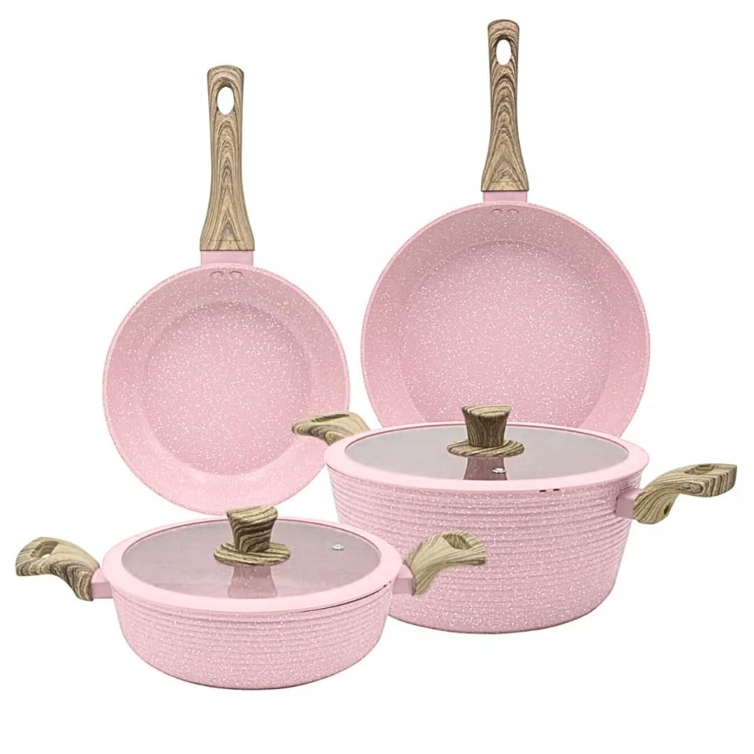 Bateria Cocina Antihadererent Marmol Premium Mod. LCS005 Hecho en KOREA (Rosa Palido)