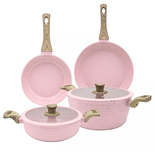 Bateria Cocina Antihadererent Marmol Premium Mod. LCS005 Hecho en KOREA (Rosa Palido)