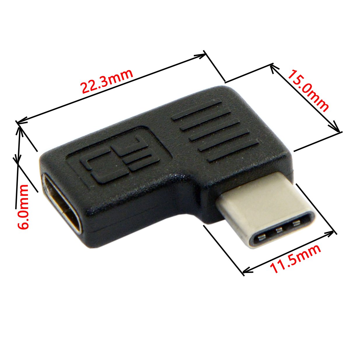 Adaptador de Extensión USB Tipo C JSER Angulado para Portátiles y Teléfonos
