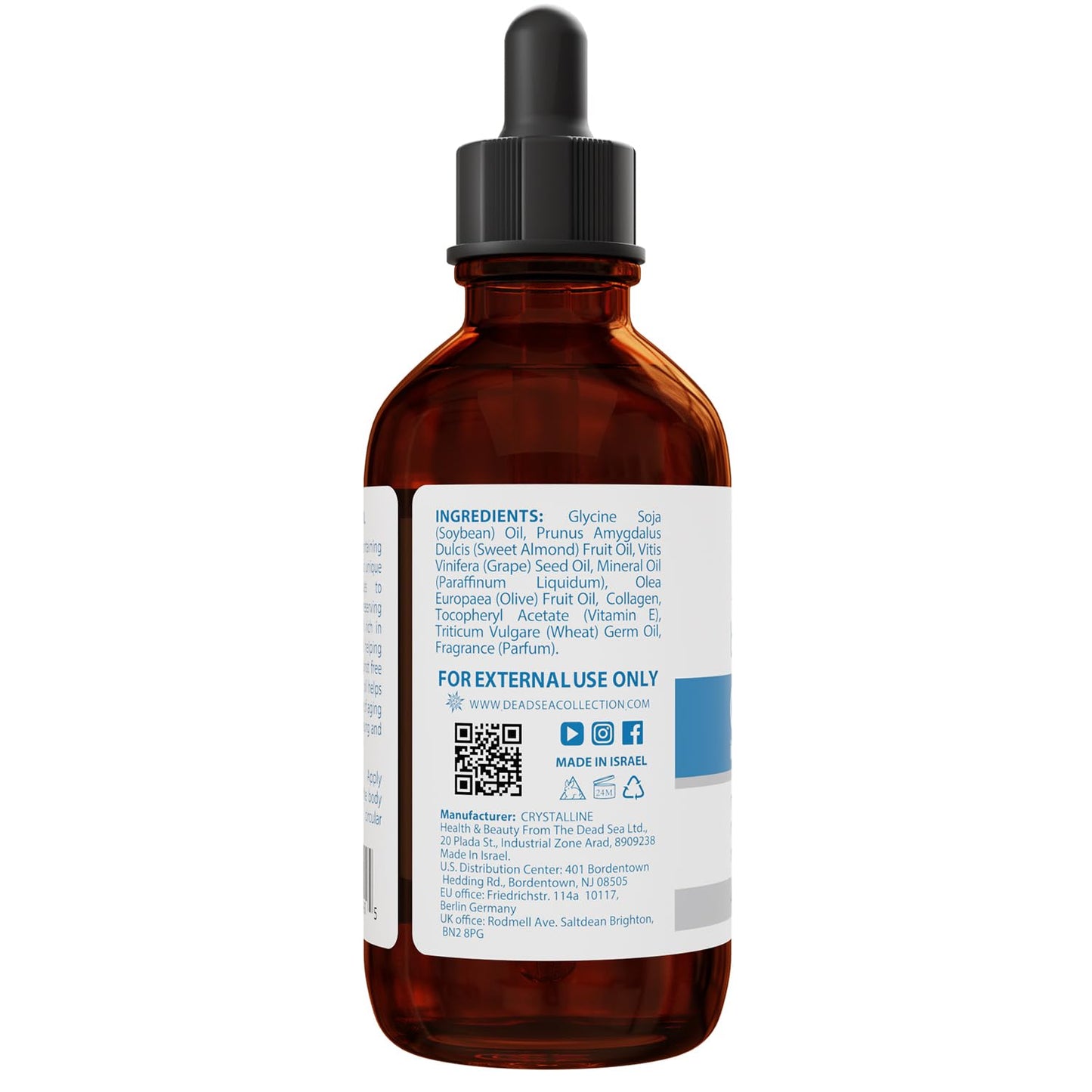 Dead Sea Collection Aceite corporal con colágeno – Hidratante para piel seca y aceite de masaje hidratante – Aceite de baño nutritivo – Aumenta la elasticidad de la piel y proporciona apoyo antienvejecimiento (4 fl.oz)