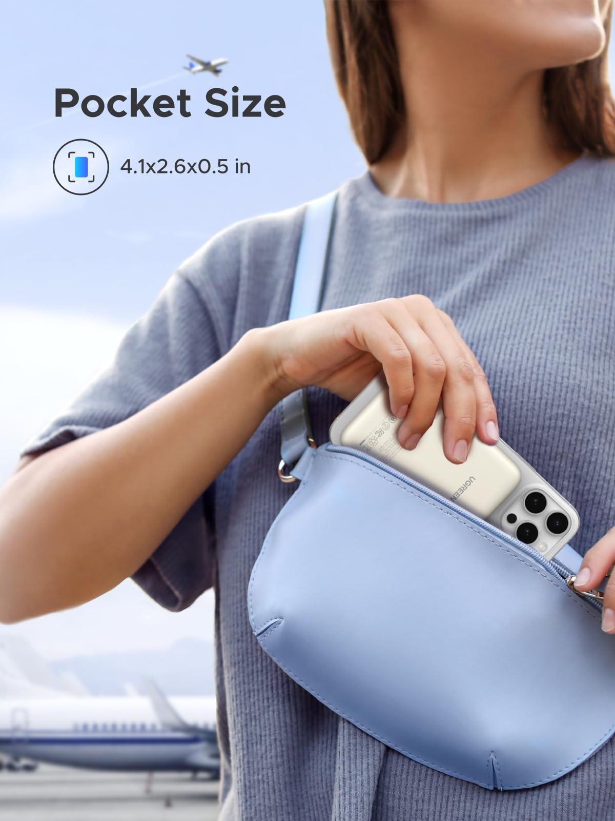 Power Bank UGREEN Blanco 10000mAh Inalámbrico Carga Rápida Magnético PD 20W USB C Compatible con iPhone, Galaxy y Xiaomi