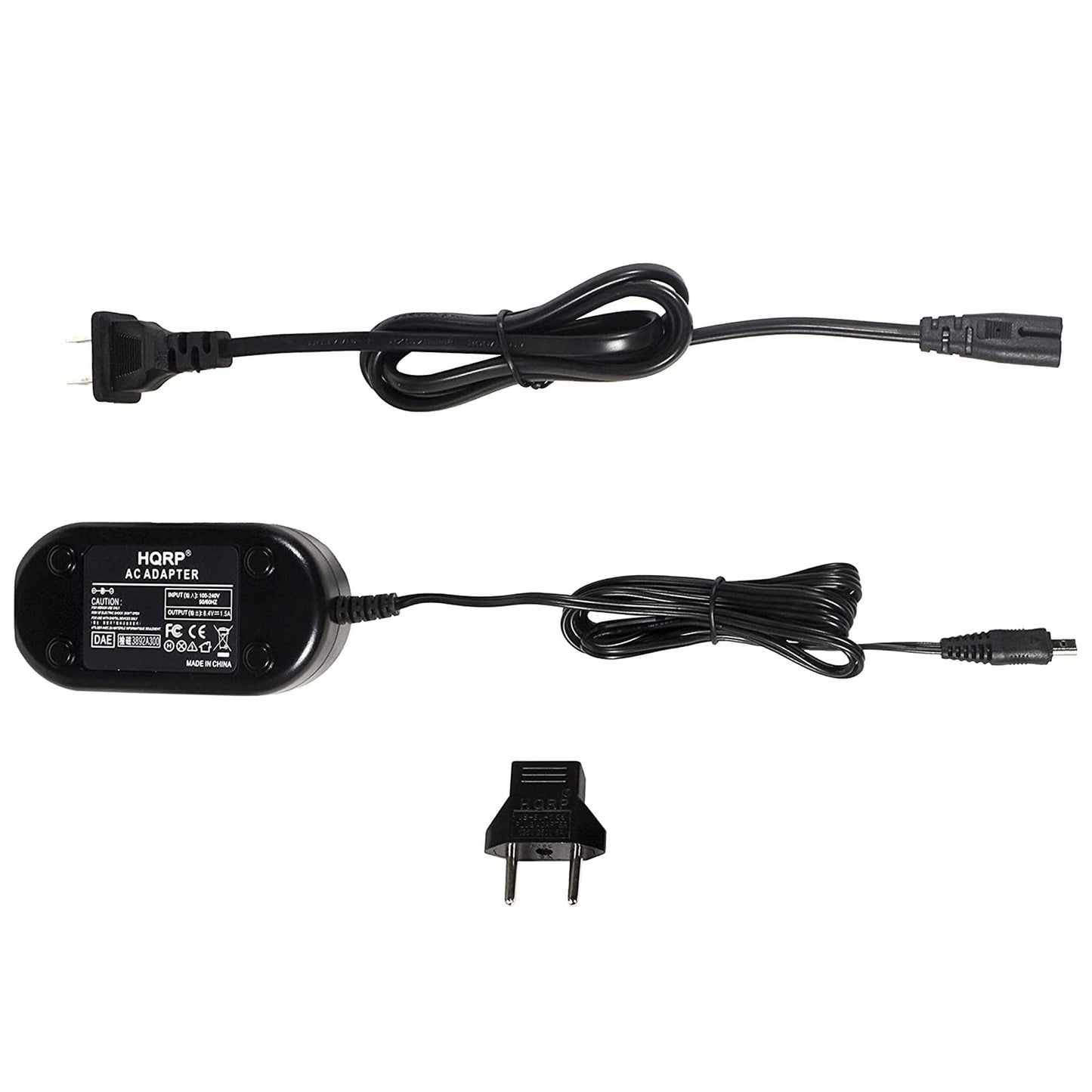 HQRP Adaptador de corriente CA/cargador compatible con Canon ZR850 ZR900 ZR930 ZR950 ZR960 CA-590, FS10, FS100, FS11, VIXIA HF R10, VIXIA HF R100, VIXIA HF R11, VIXIA HF R200Camcorder Plus Plus Adaptador de enchufe europeo