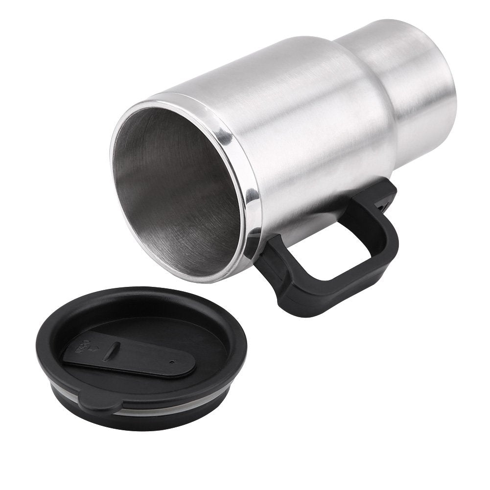 Hervidor de Agua Eléctrico 12V 450ml - Taza de Calefacción de Viaje de Acero Inoxidable para Café y Té - Portátil para Coche