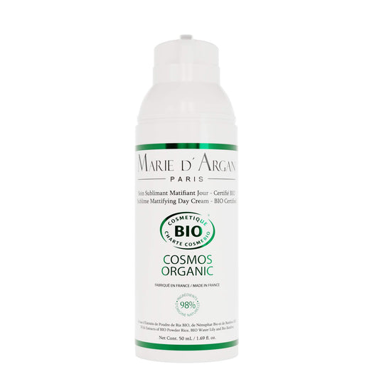 Tratamiento Matificante Día Marie d'Argan, Natural, Orgánico, Vegano, Disminuye Manchas, Unifica el Tono, Controla el Brillo, Antiedad