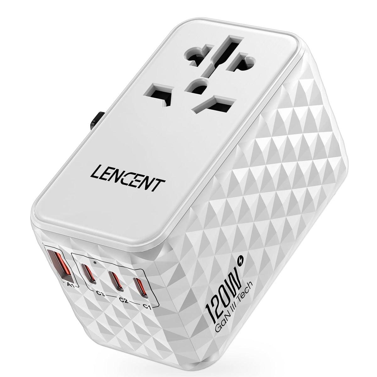 Adaptador Universal de Viaje LENCENT Negro con USB de 120W