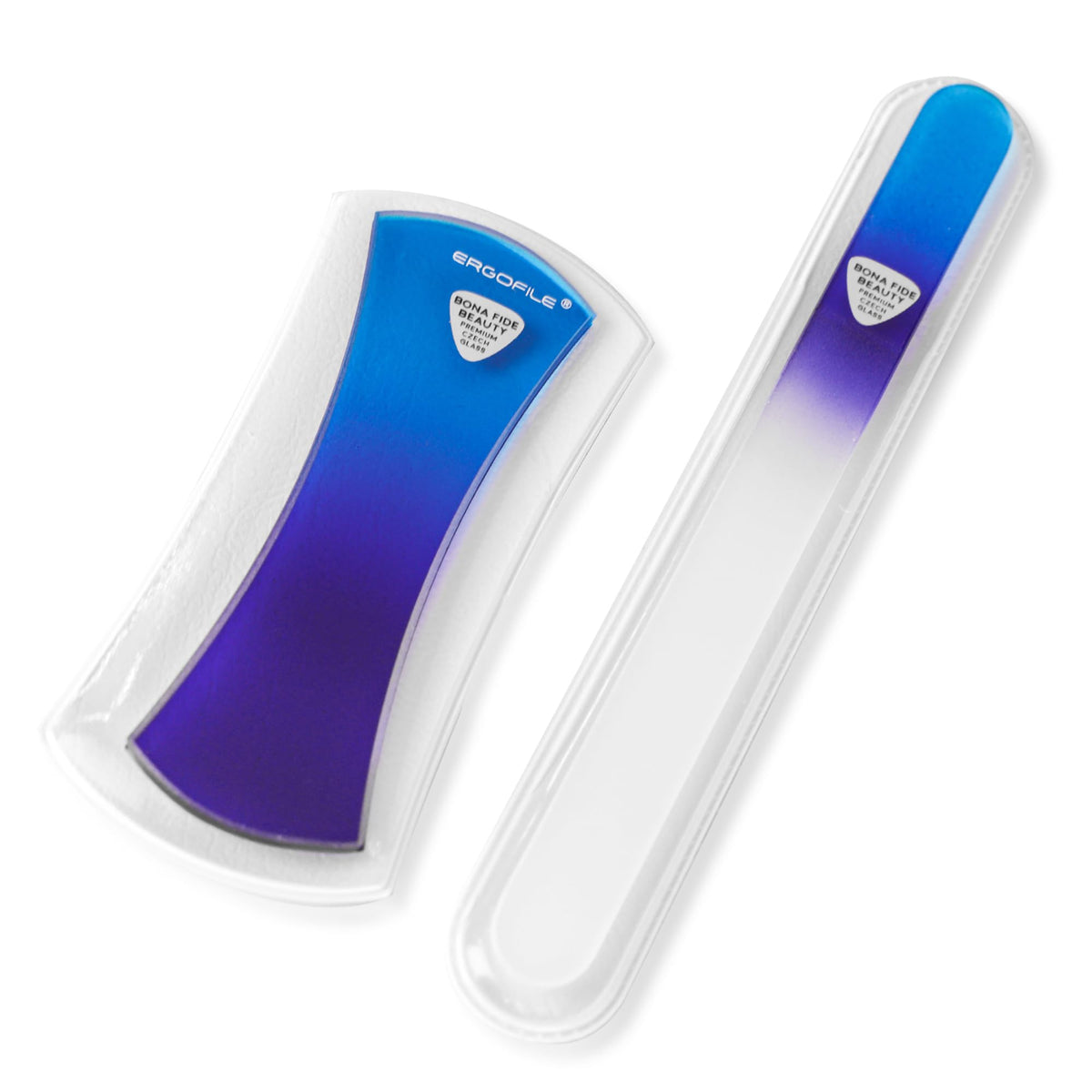 Glass Nail File Manicure Set, Bow Ergofile for Gentle & Efficient Filing, Professional Nail Care Tools by Bona Fide Beauty Genuine Czech Glass