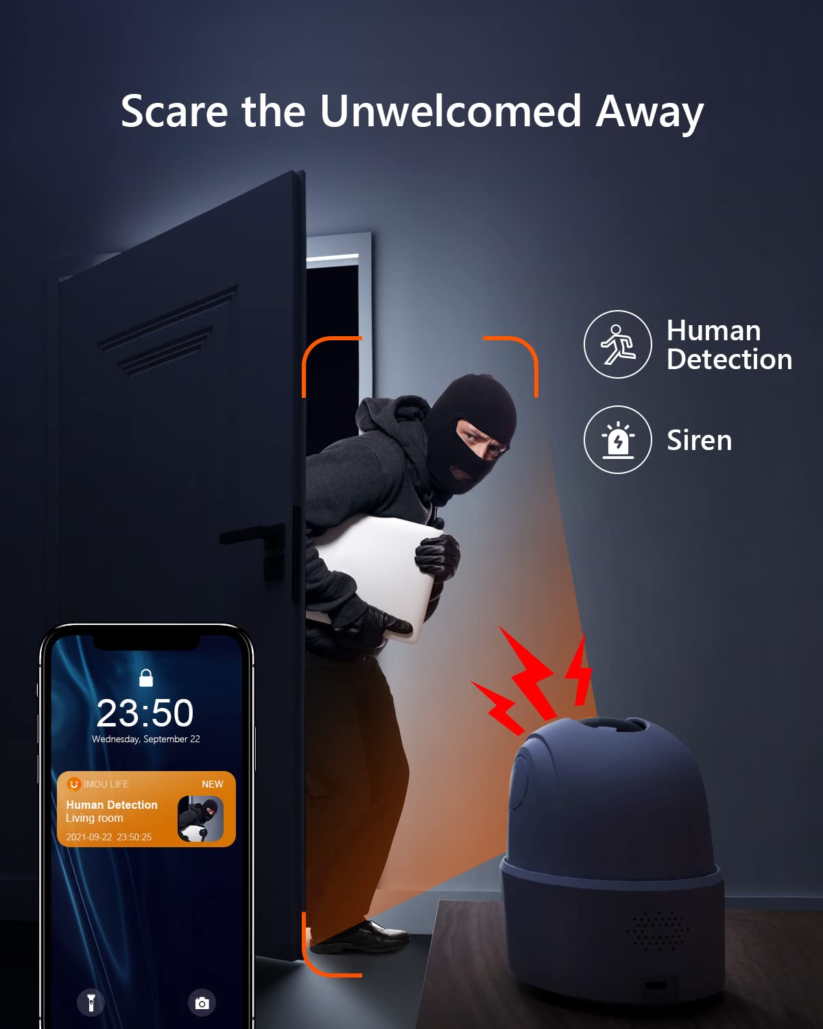 Imou Cámara de Seguridad WiFi para Interiores, 2MP/ 1080p, Panoramica 360 Grados App Movil, Visión Nocturna, Audio 2 vías, Detección Humana, Seguimiento de Movimiento, Grabación Local y en Nube