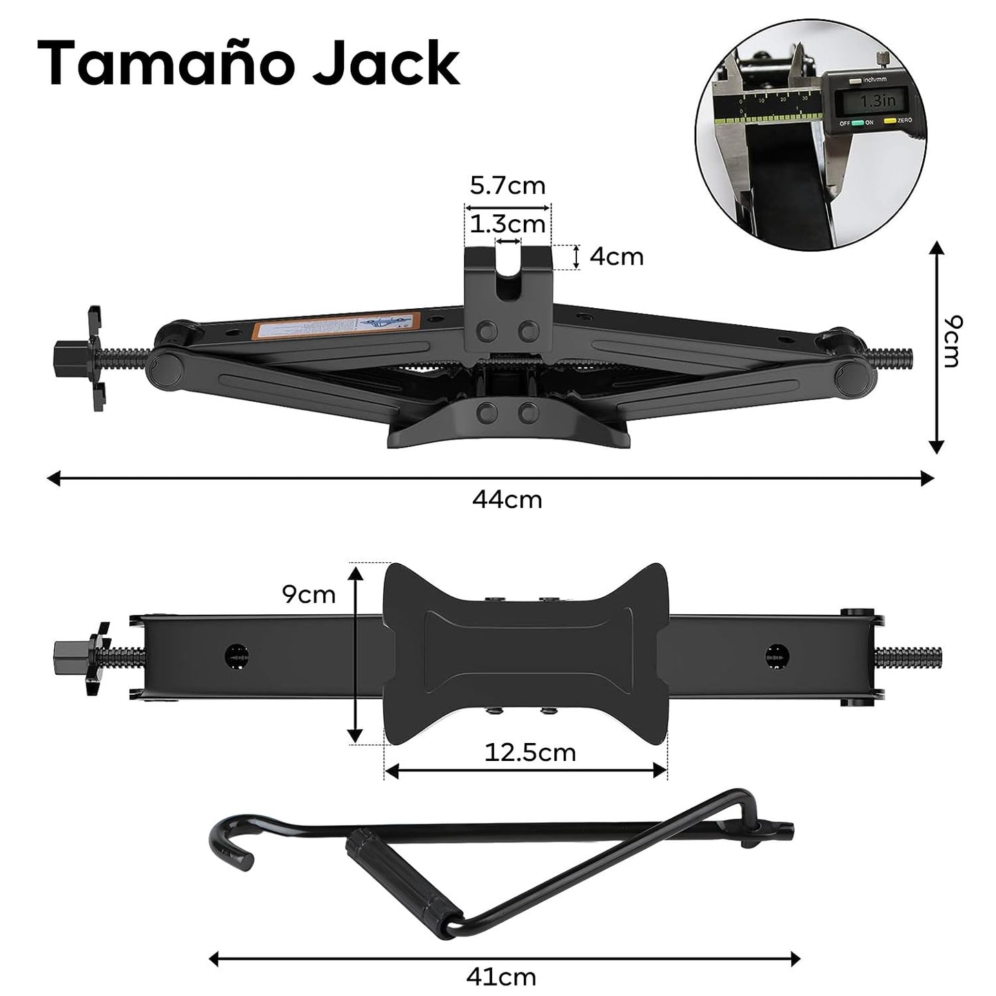 Kit de Gato Hidráulico para Coche（2T）, Gato de Tijera para Coche, Kit de Herramienta para Gato de Neumático, Ideal para SUVs y Coches - Kit Universal de Emergencia para Coche con Llave de Lengüeta