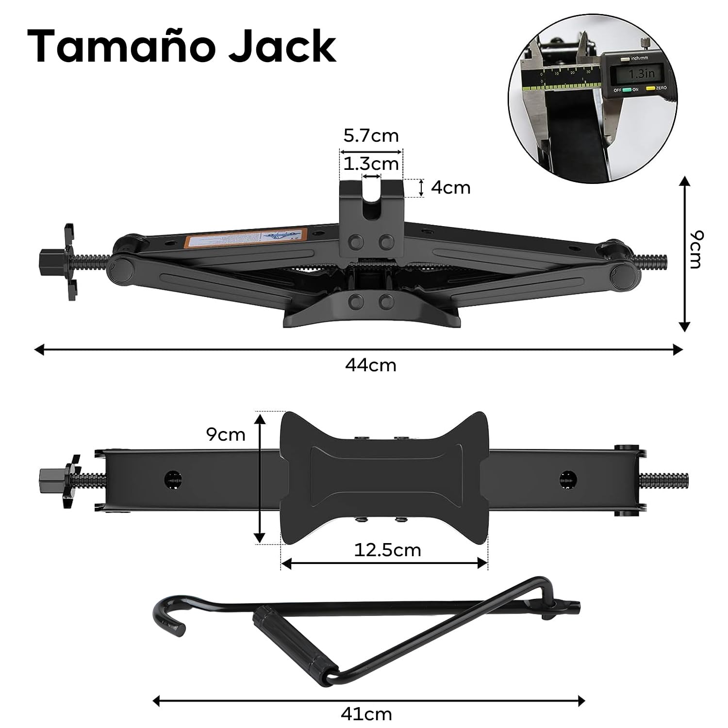 Kit de Gato Hidráulico para Coche（2T）, Gato de Tijera para Coche, Kit de Herramienta para Gato de Neumático, Ideal para SUVs y Coches - Kit Universal de Emergencia para Coche con Llave de Lengüeta