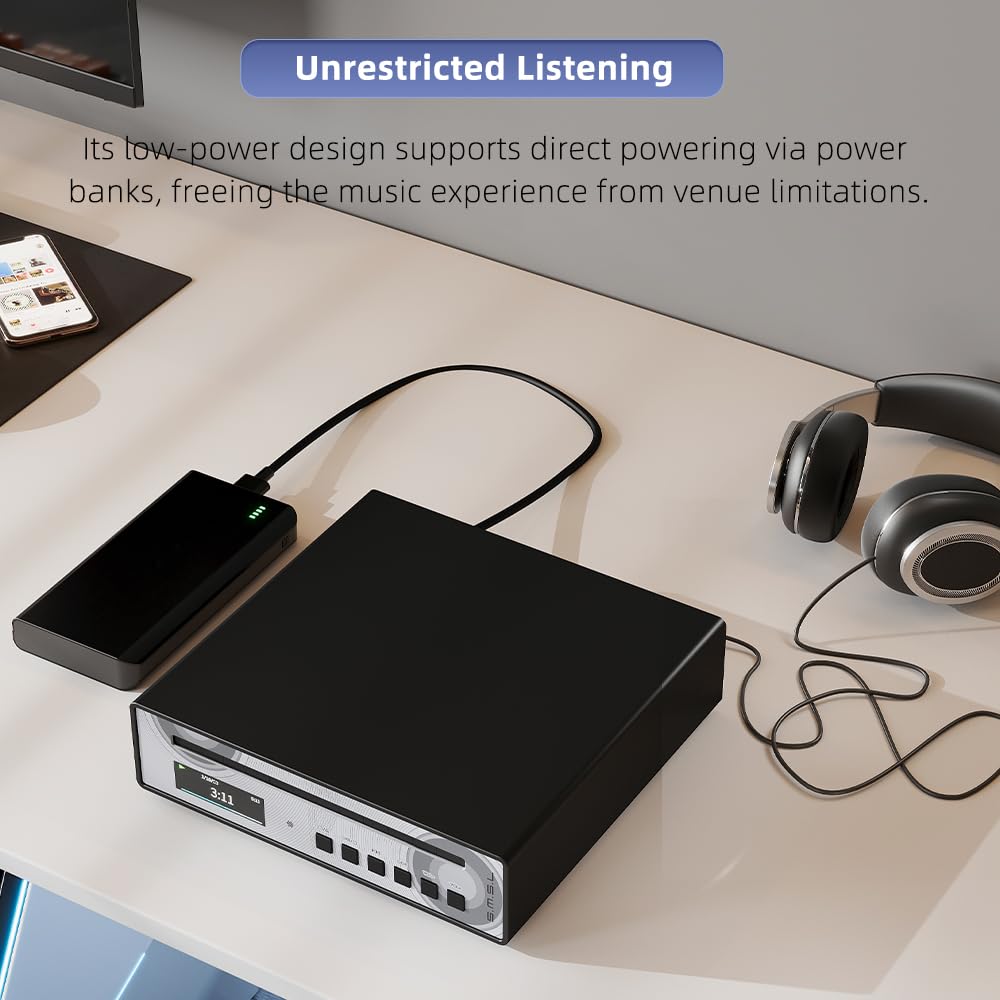 SMSL PL100PRO - Reproductor de CD 2 chips DAC CS43131 de gama alta RCA/óptico/coaxial/XLR equilibrado/salida de auriculares de 3,5 mm y 4,4 mm, 200 mW 32Ω, reproducción MQA sin pérdidas, CD-R/CD-RW