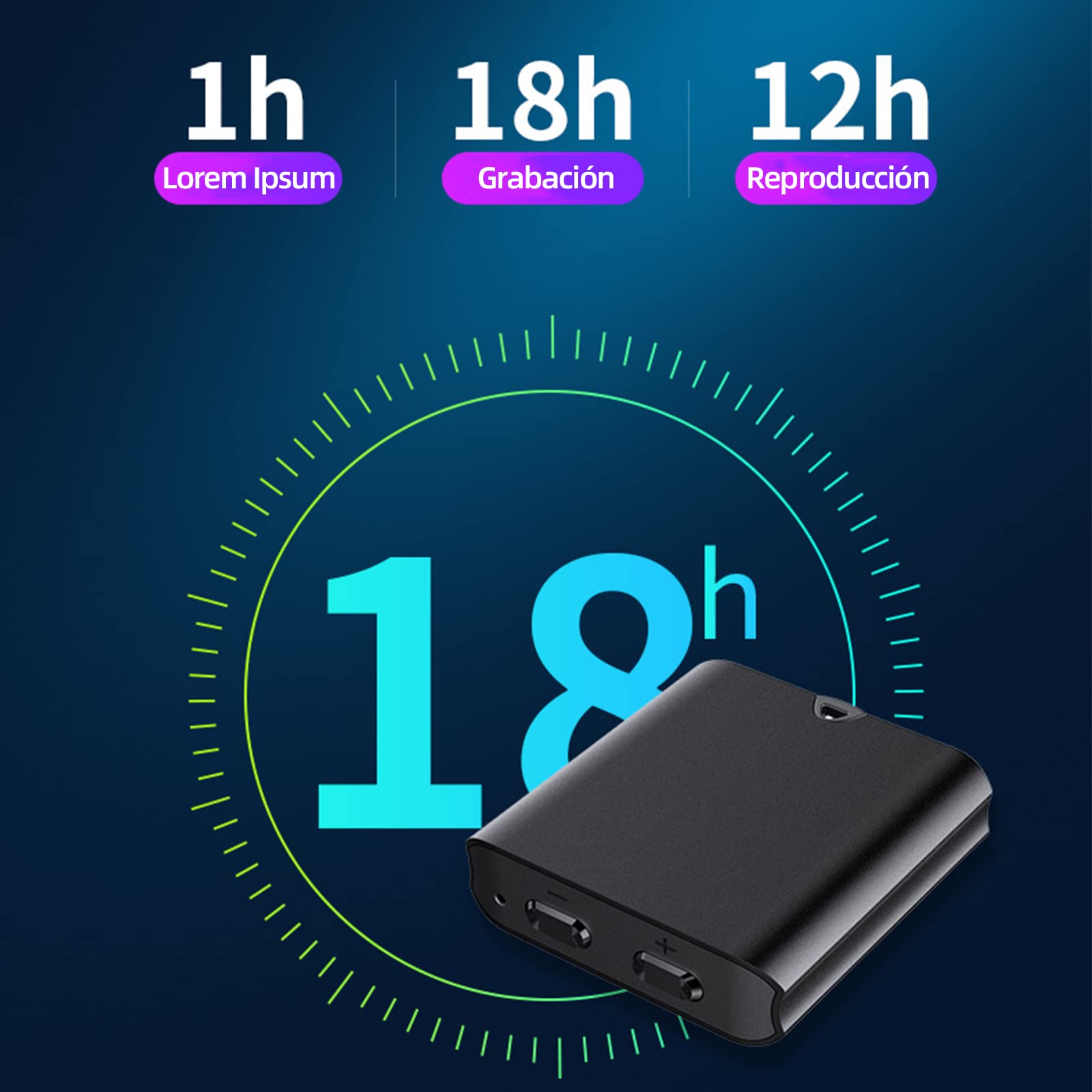 Grabadora de Voz PEIONO 8 GB Inteligente Negra con Cancelación de Ruido y Fuerza Magnética