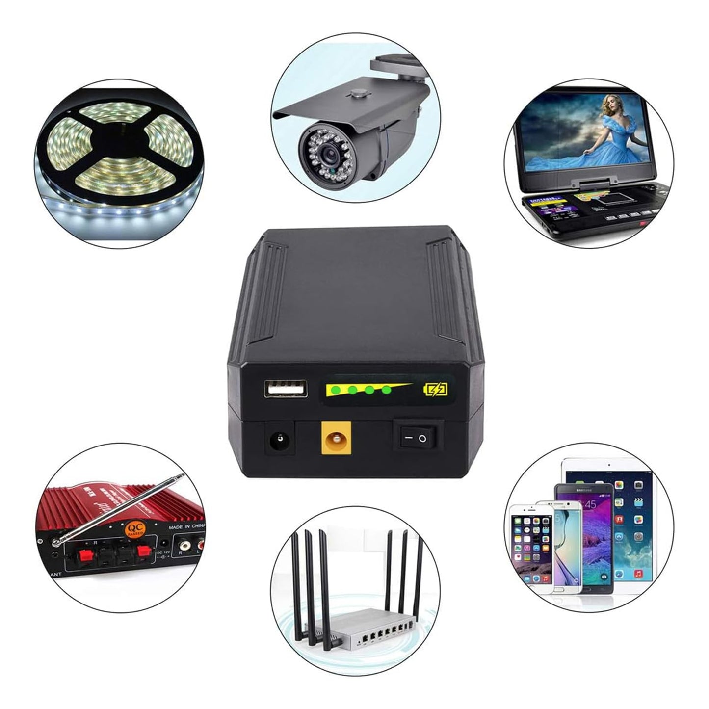 Batería Recargable TalentCell Negra con Salida DC para Tira LED y Cámara CCTV