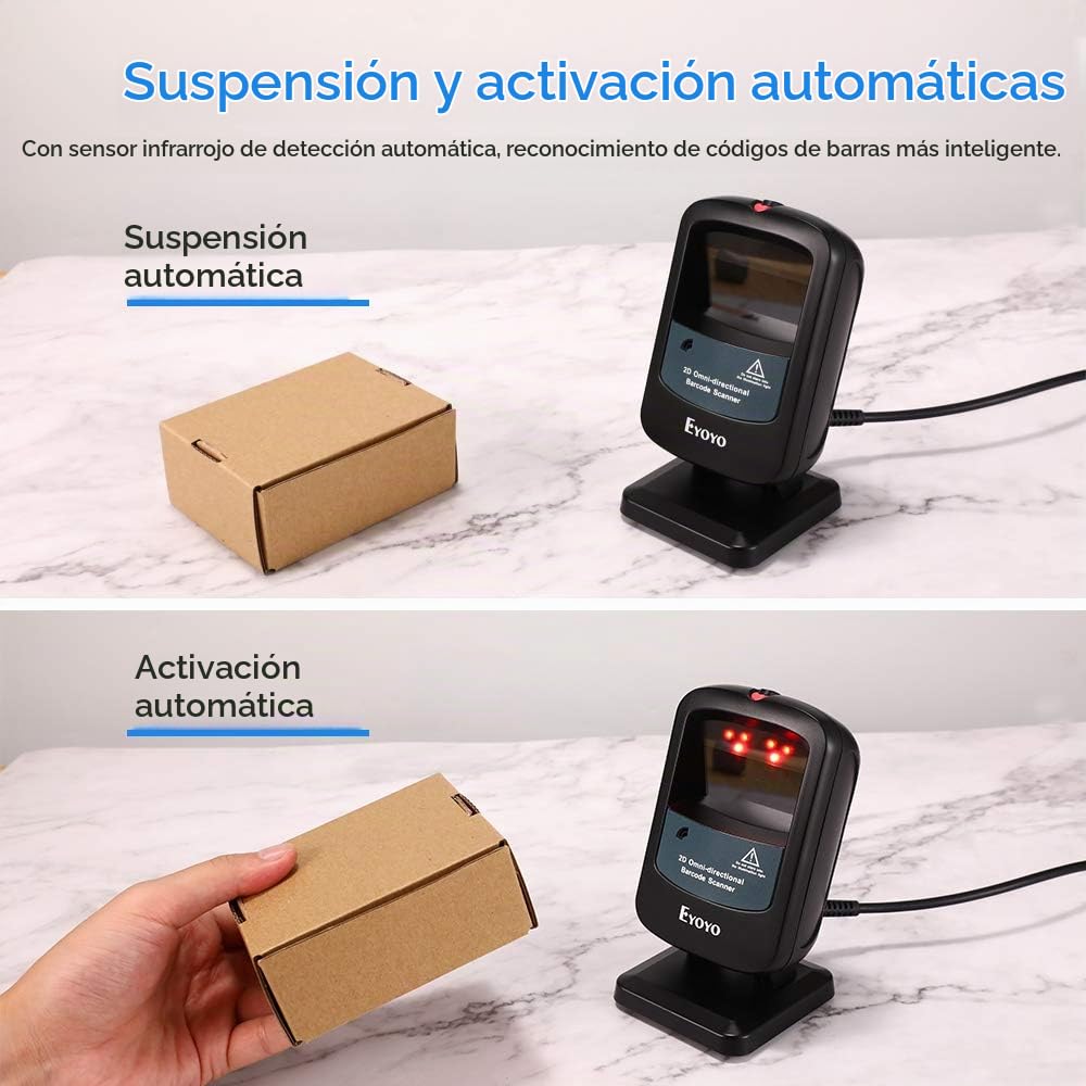 Escáner de Código de Barras Eyoyo Negro Omnidireccional 2D USB